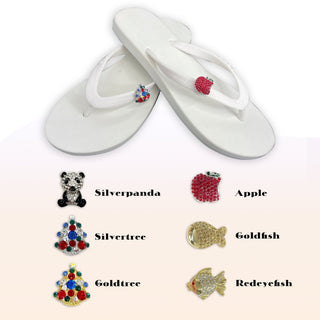 White Popits Flip Flop for woman popit sandal with shoe clip charm Changeable - EH Store USA
