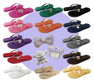White Popits Flip Flop for woman popit sandal with shoe clip charm Changeable - EH Store USA