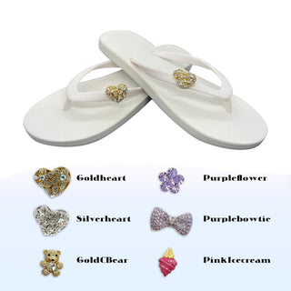 White Popits Flip Flop for woman popit sandals with shoe clip Charm changeable - EH Store USA