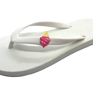 White Popits Flip Flop for woman popit sandals with shoe clip Charm changeable - EH Store USA